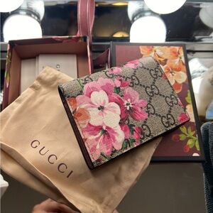 Gucci Pink and Brown Floral Wallet